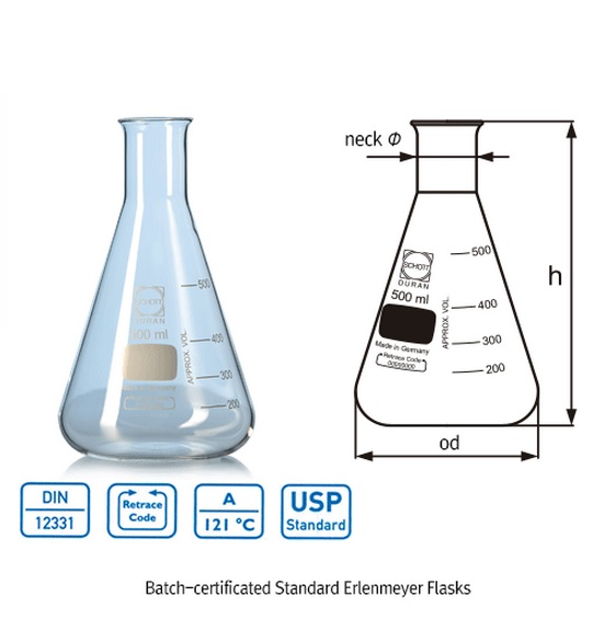 Duran Erlenmeyer Flask, Narrow Neck